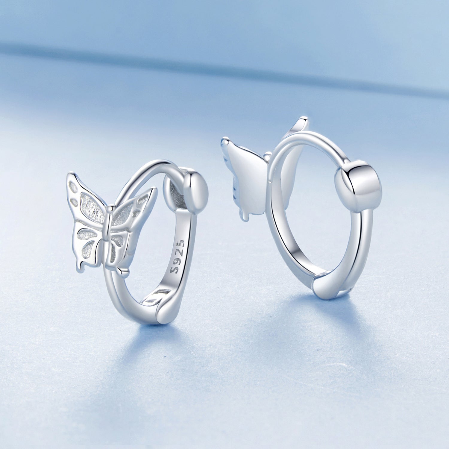 925 Sterling Silver Earrings with White Gold Plating, 1.1x0.7 cm, for Women