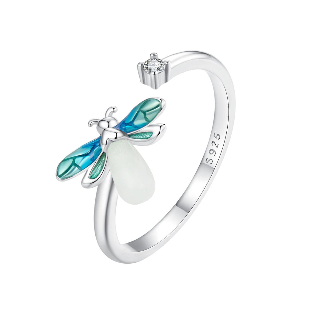 925 Sterling Silver White Gold Plated Enamel Pavé Setting CZ Ring