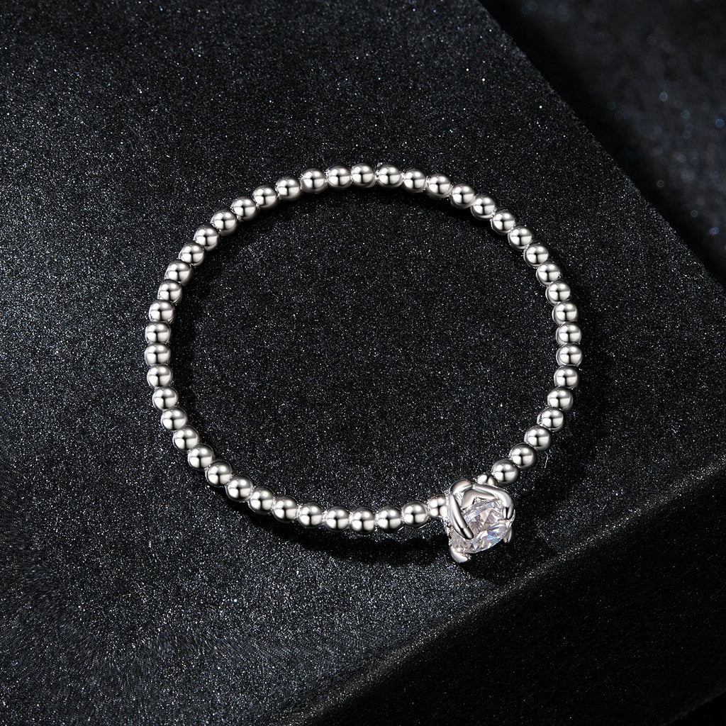 925 Sterling Silver 3mm Moissanite Ring for Women - Size 6