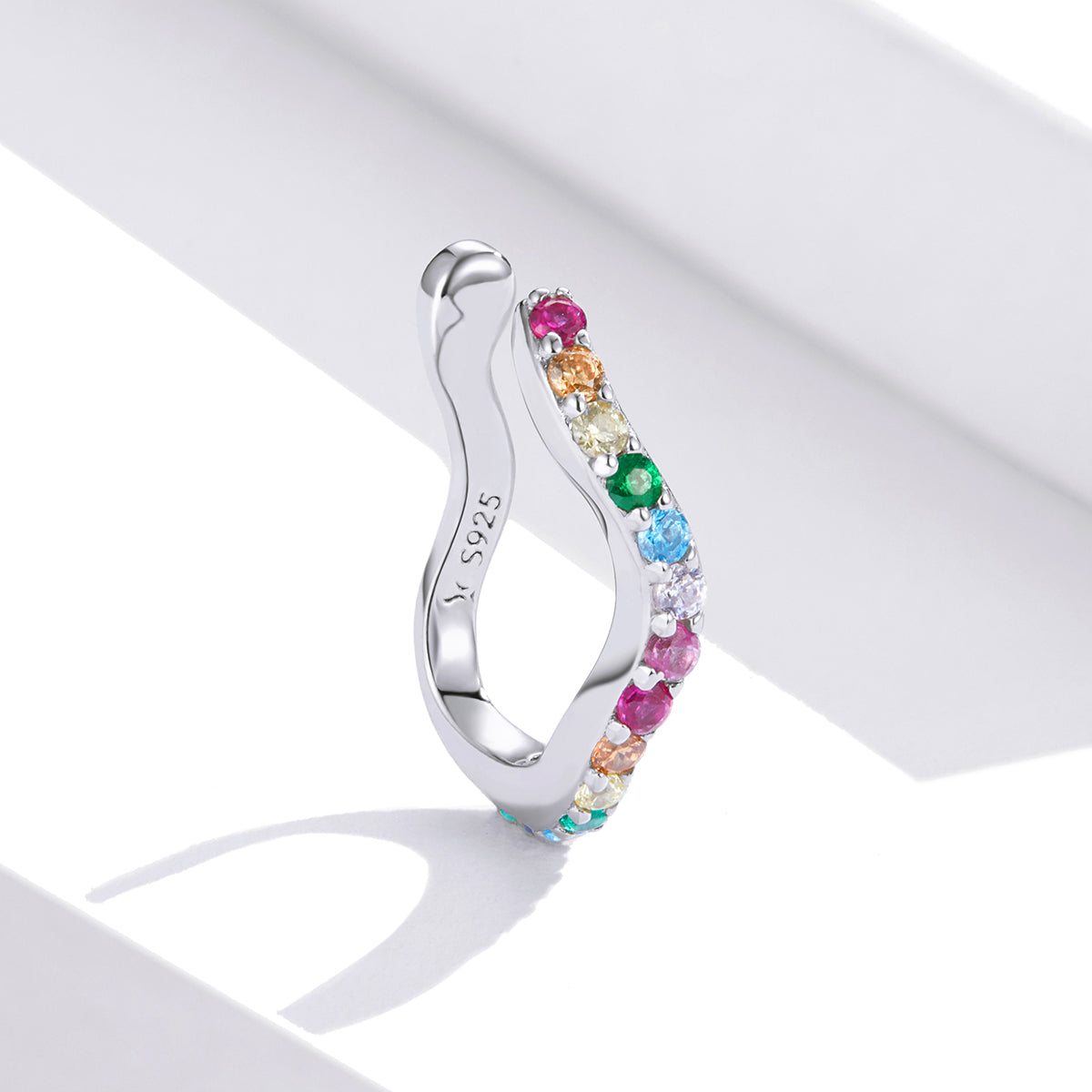 925 Sterling Silver Earrings with Pavé Set CZ, 1.6cm Length, 1.2cm Thickness, Women