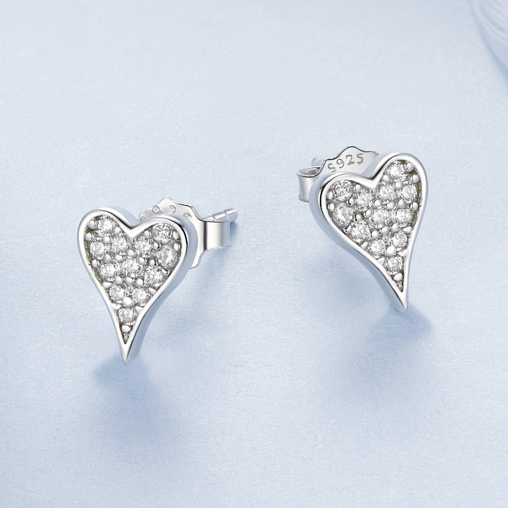 925 Sterling Silver White Gold Plated Pavé CZ Earrings