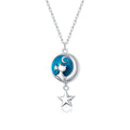925 Sterling Silver 40+3cm Platinum Plated Enamel Necklace for Women
