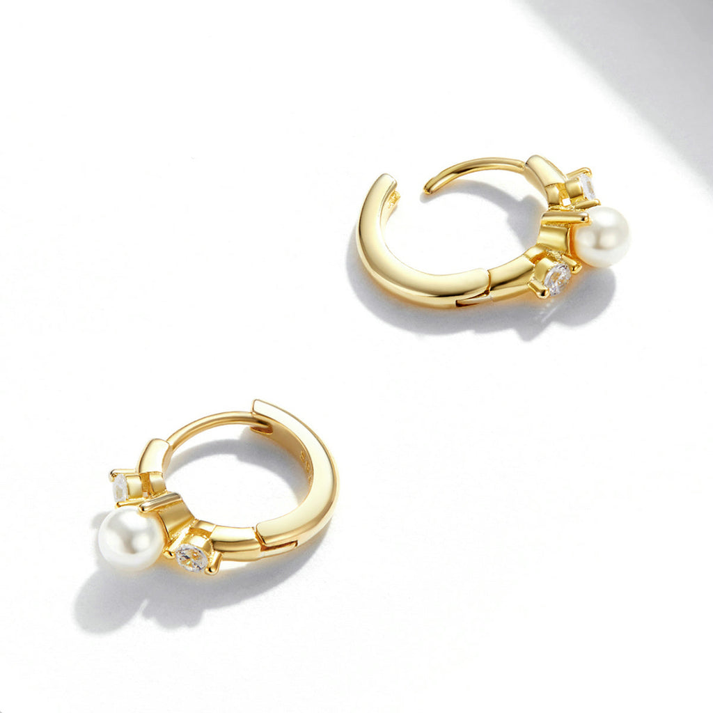 925 Sterling Silver Pavé CZ Gold Plated 1x0.5cm Earrings for Women