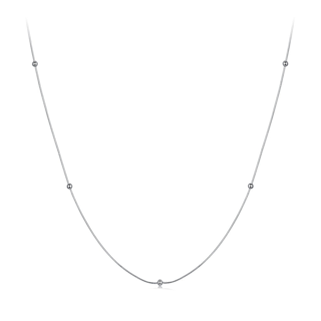 925 Sterling Silver Necklace with White Gold Plating, Length 40+5cm, Chain Thickness 0.08cm, for Women
