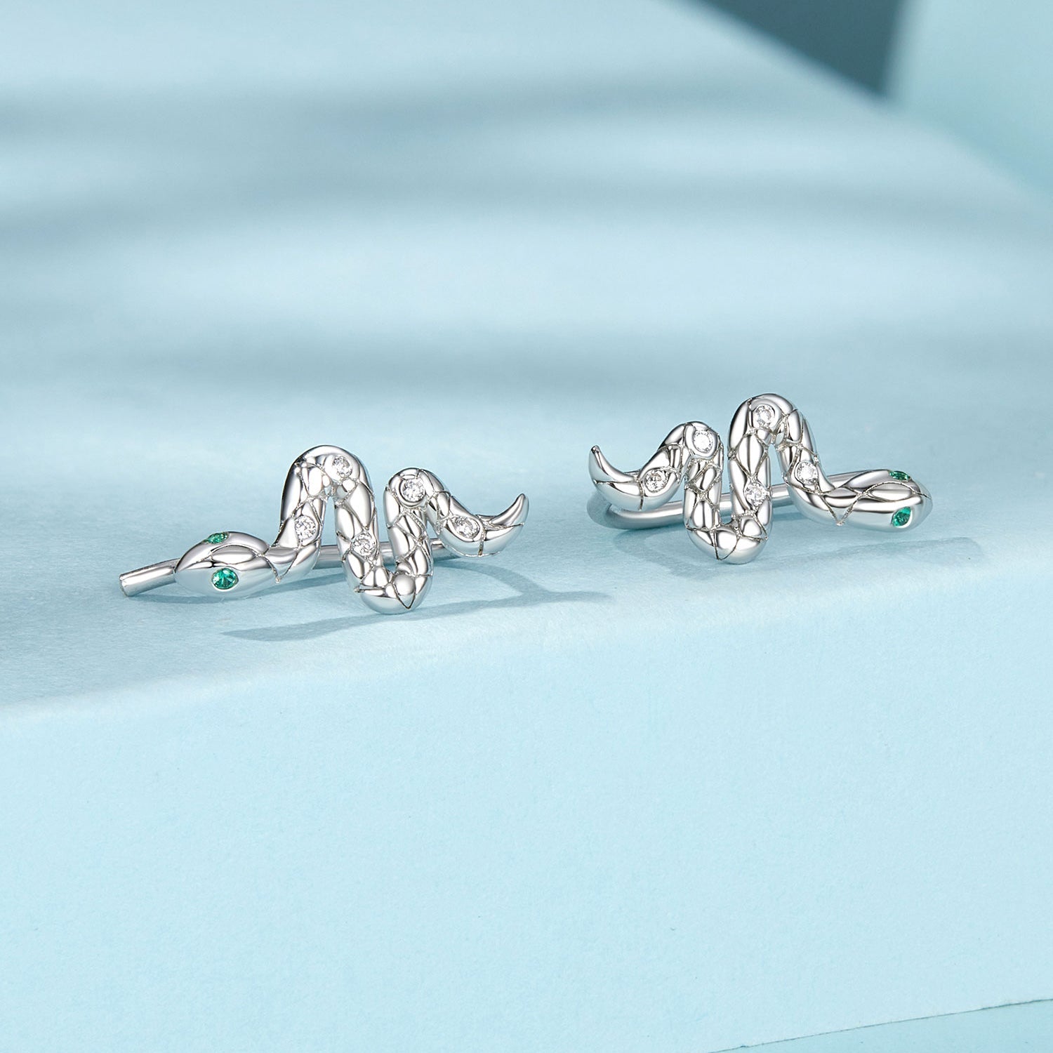 925 Sterling Silver Earrings with Pavé Setting and White Gold Plating for Women