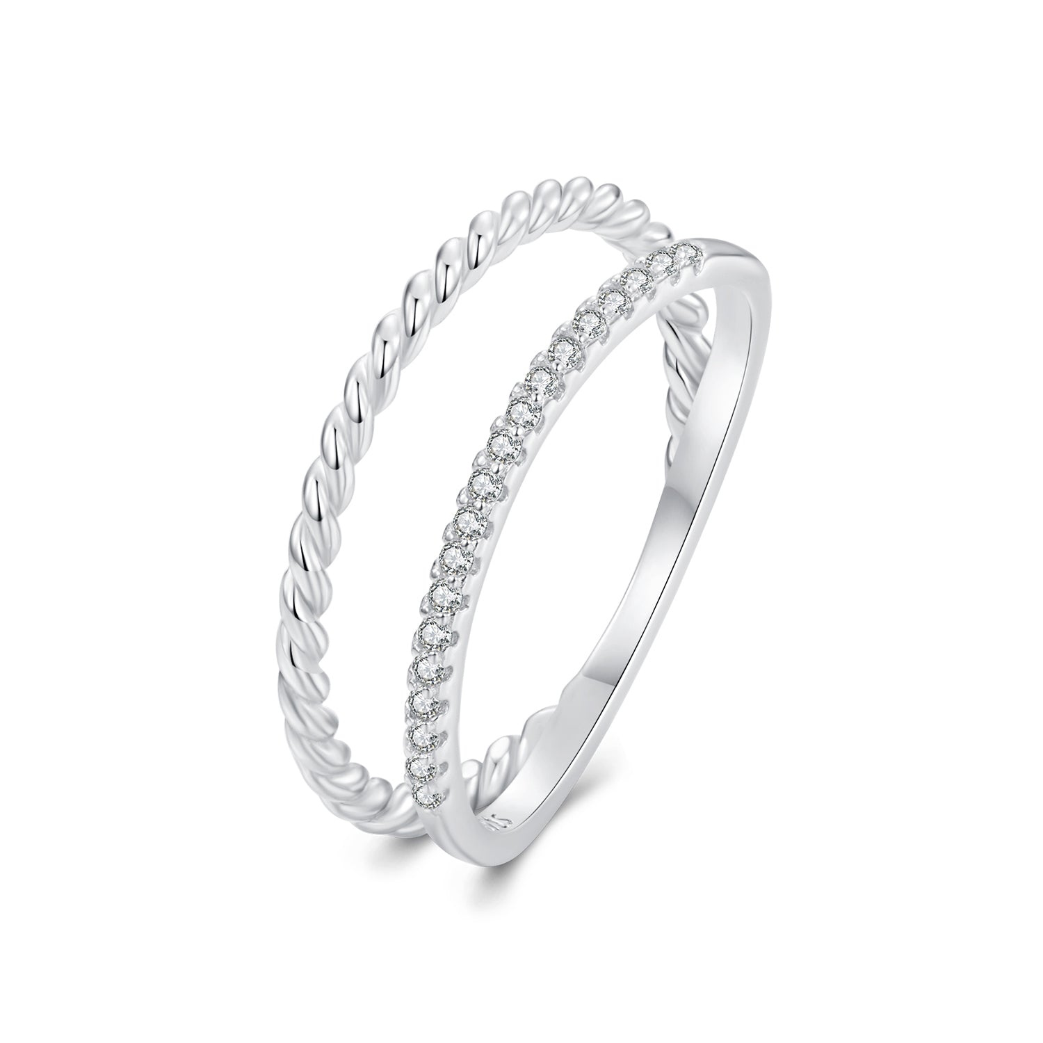 925 Sterling Silver Ring 6.0 Size with Pavé Setting CZ