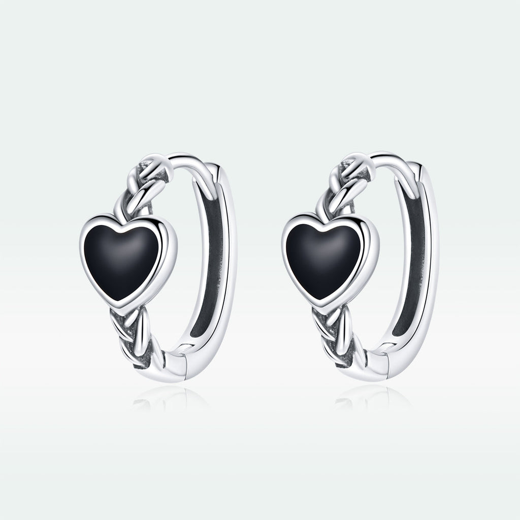 925 Sterling Silver Oxidized Enamel Earrings for Women - 1.2*0.5 cm