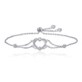 925 Sterling Silver Heart Shaped Bracelet 22CM for Women