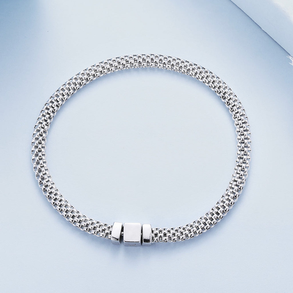 925 Sterling Silver Plated Platinum 17.0 Size Bracelet for Women