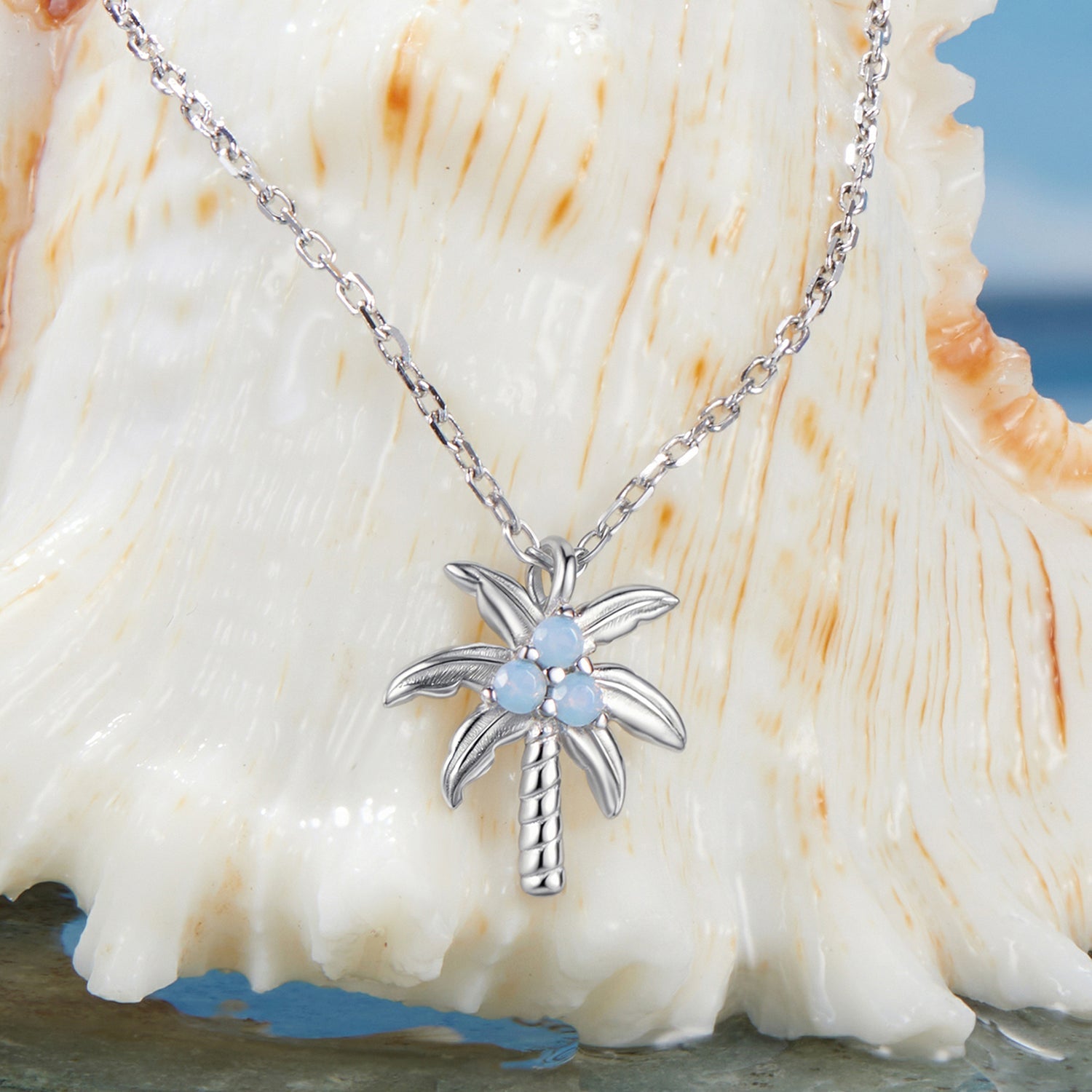 925 Sterling Silver + Nano Opal Stone Pendant Necklace for Women