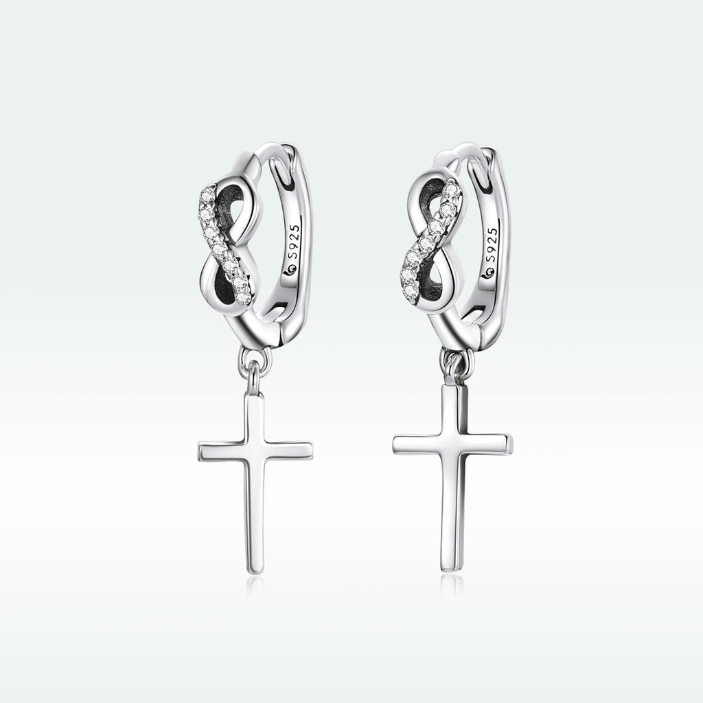 925 Sterling Silver Earrings with Pavé Setting CZ in Oxidized Finish