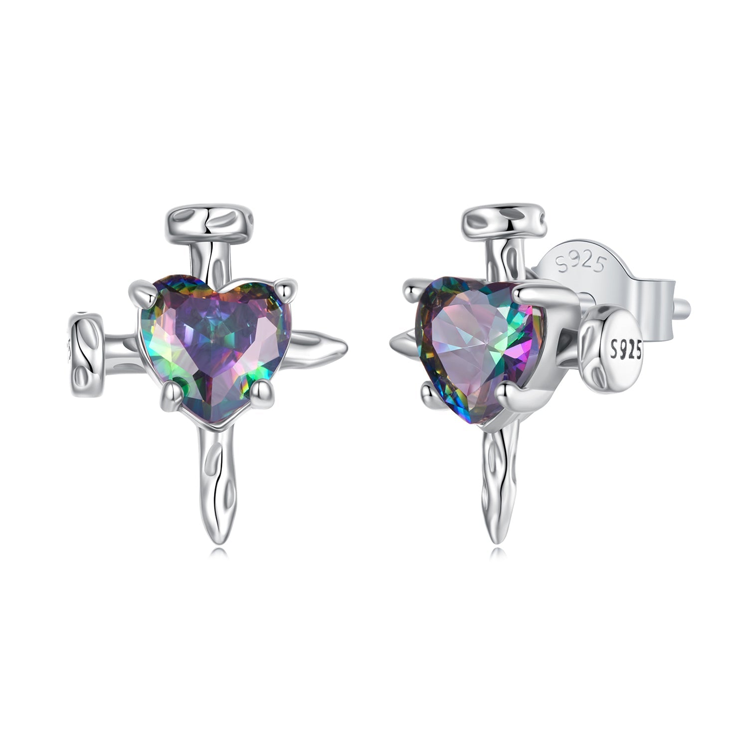 925 Sterling Silver Earrings with Transparent Glass for Women