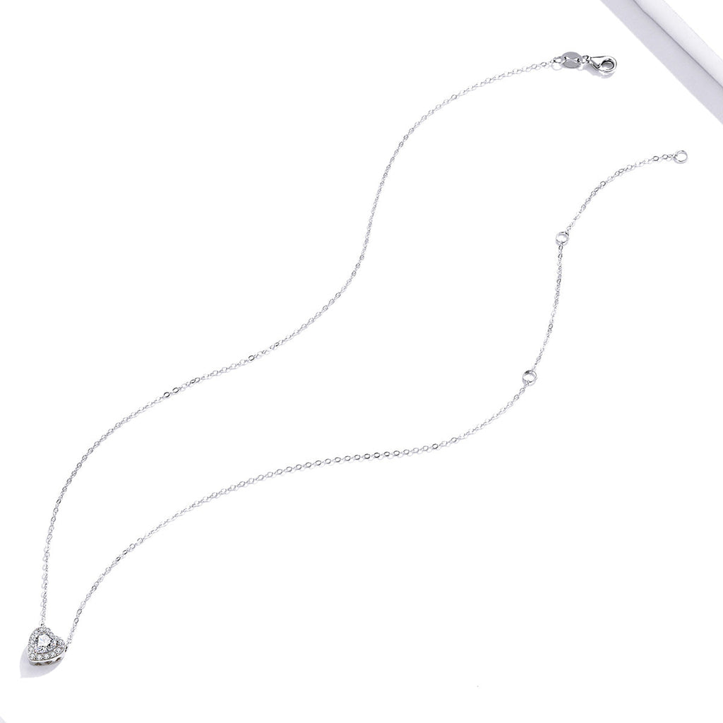 925 Sterling Silver Adjustable Cubic Zirconia Pendant Necklace for Women