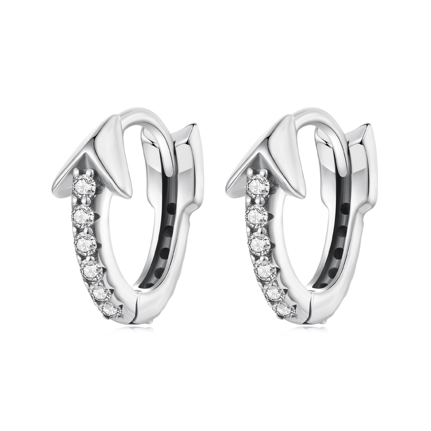 925 Sterling Silver Earrings with Pavé Setting CZ and Oxidized Finish