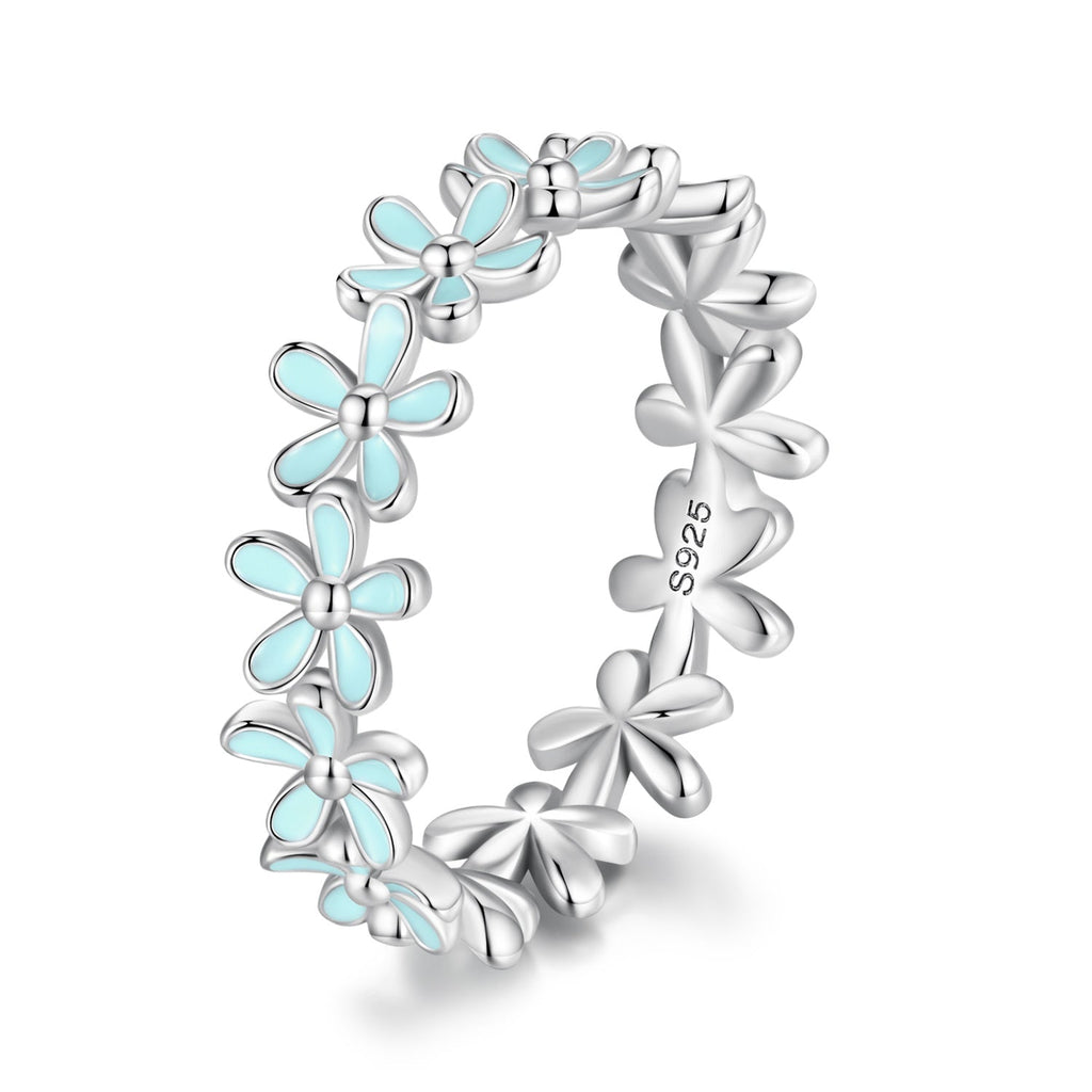 925 Sterling Silver Enamel Process Platinum Plated Ring Size 6 for Women