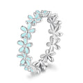 925 Sterling Silver Enamel Process Platinum Plated Ring Size 6 for Women