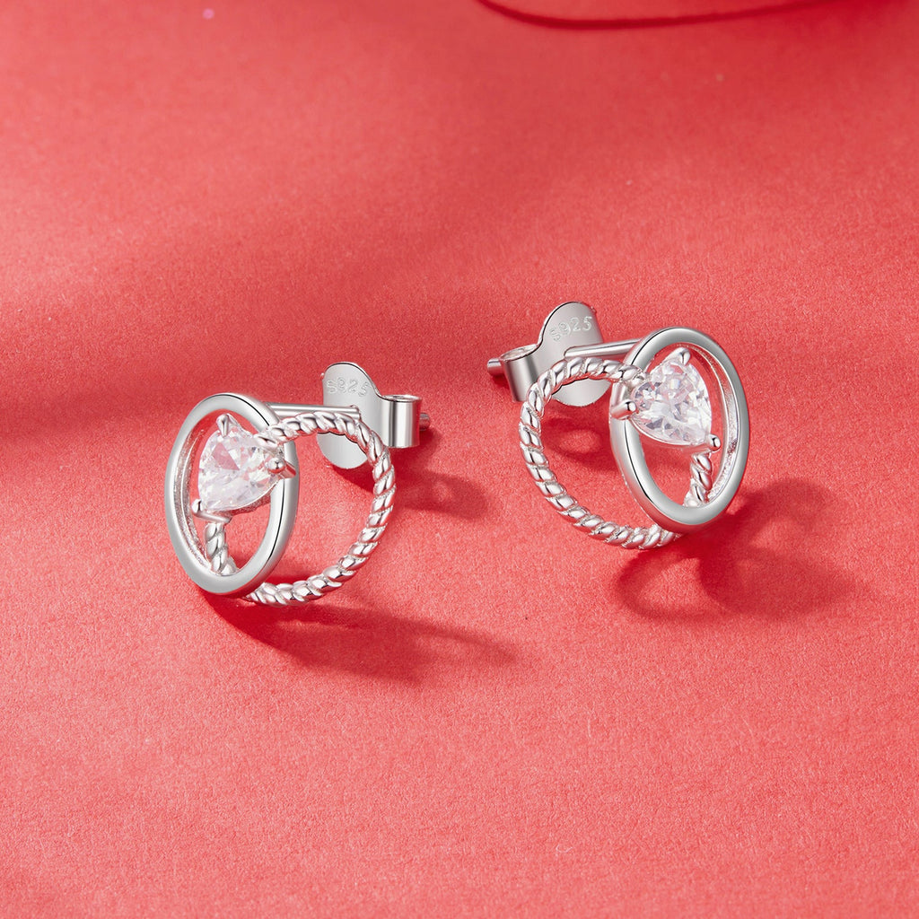 925 Sterling Silver White Gold Plated Pavé Setting CZ Earrings