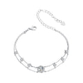 925 Sterling Silver 5.0mm Moissanite Bracelet with CZ and White Gold Plating for Women