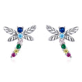 925 Sterling Silver Earrings with Pavé Setting CZ in Oxidized Silver