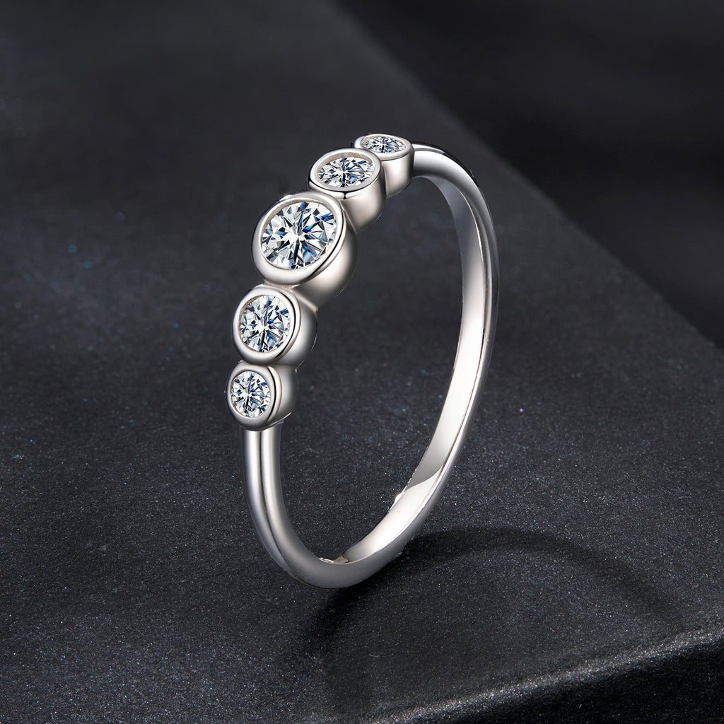 925 Sterling Silver Moissanite Ring Size 6, 0.20ct, Plated White Gold for Women