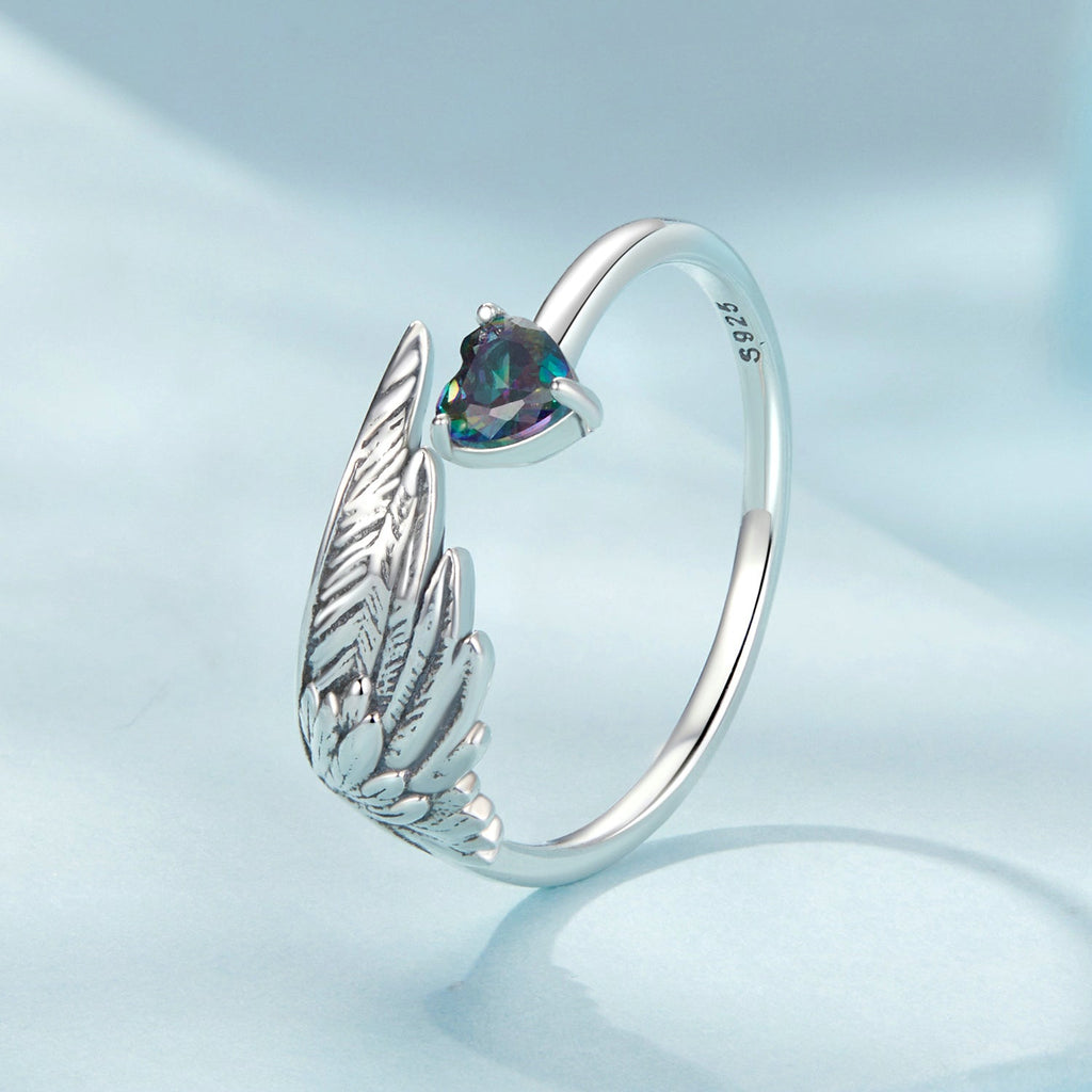 925 Sterling Silver Transparent Glass Ring for Women