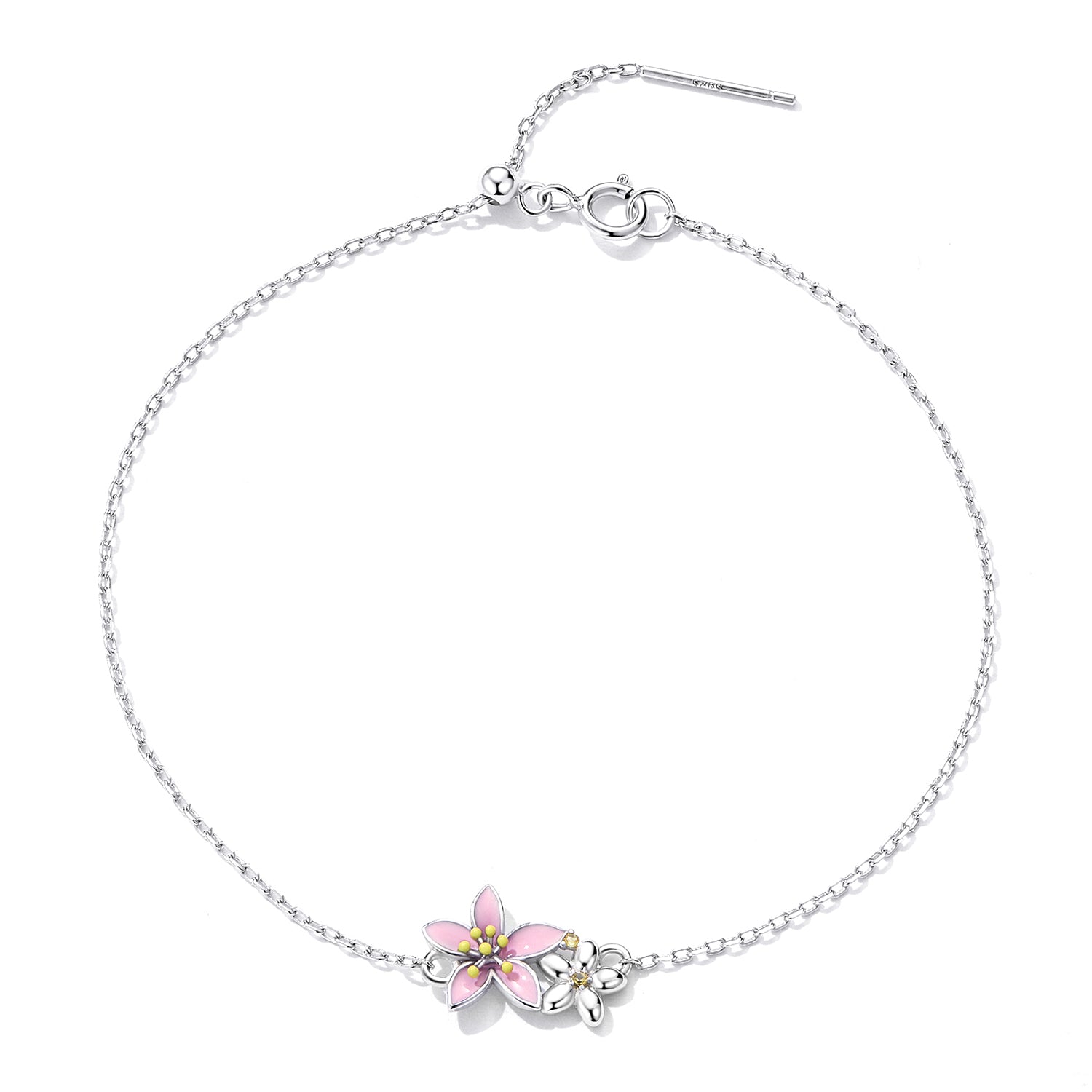 S925 Sterling Silver Adjustable Flower Bracelet for Women