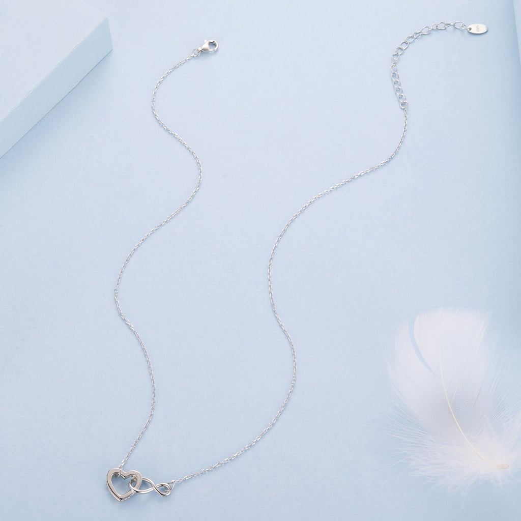 925 Sterling Silver Necklace with Pavé Setting CZ, 40+5cm, Plated White Gold, Women