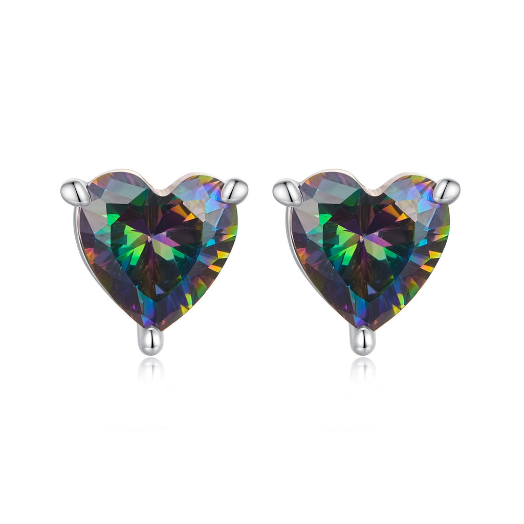 925 Sterling Silver Earrings 7mm Width with Transparent Glass for Women