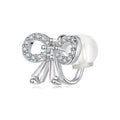 925 Sterling Silver Earrings with White Gold Plating, 0.9x1.2cm for Women