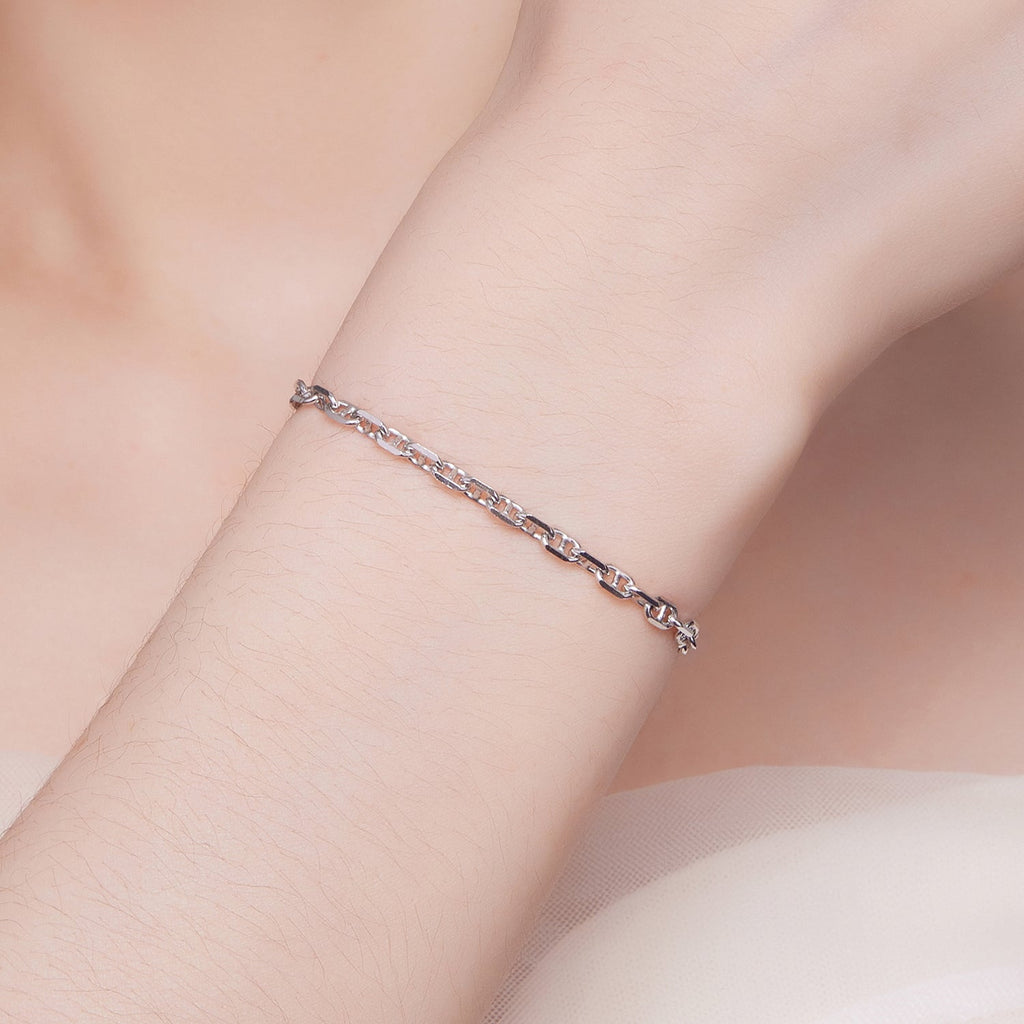 925 Sterling Silver Platinum Plated Bracelet 160+50mm for Women