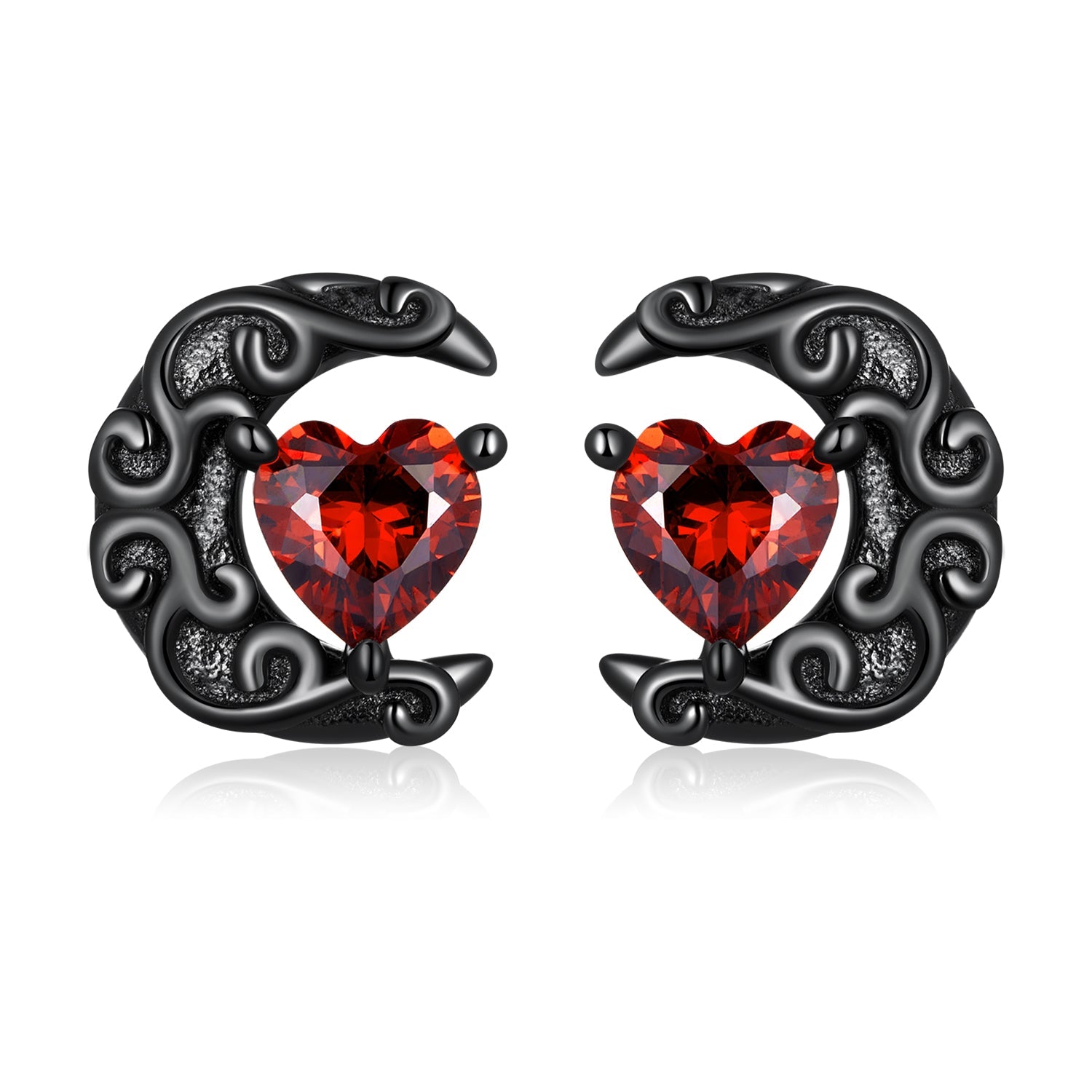 925 Sterling Silver Earrings with Pavé Setting CZ in Black Gold Plating