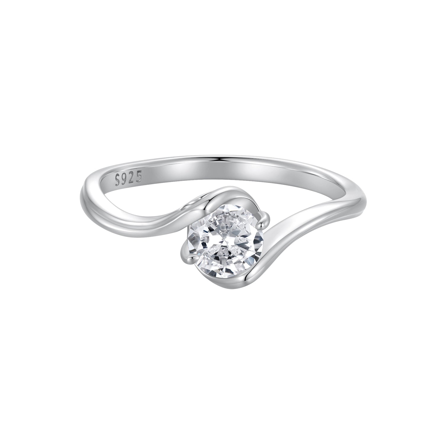 925 Sterling Silver 5mm Moissanite Ring for Women