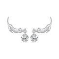 925 Sterling Silver White Gold Plated CZ Earrings 1.6x1.7cm for Women
