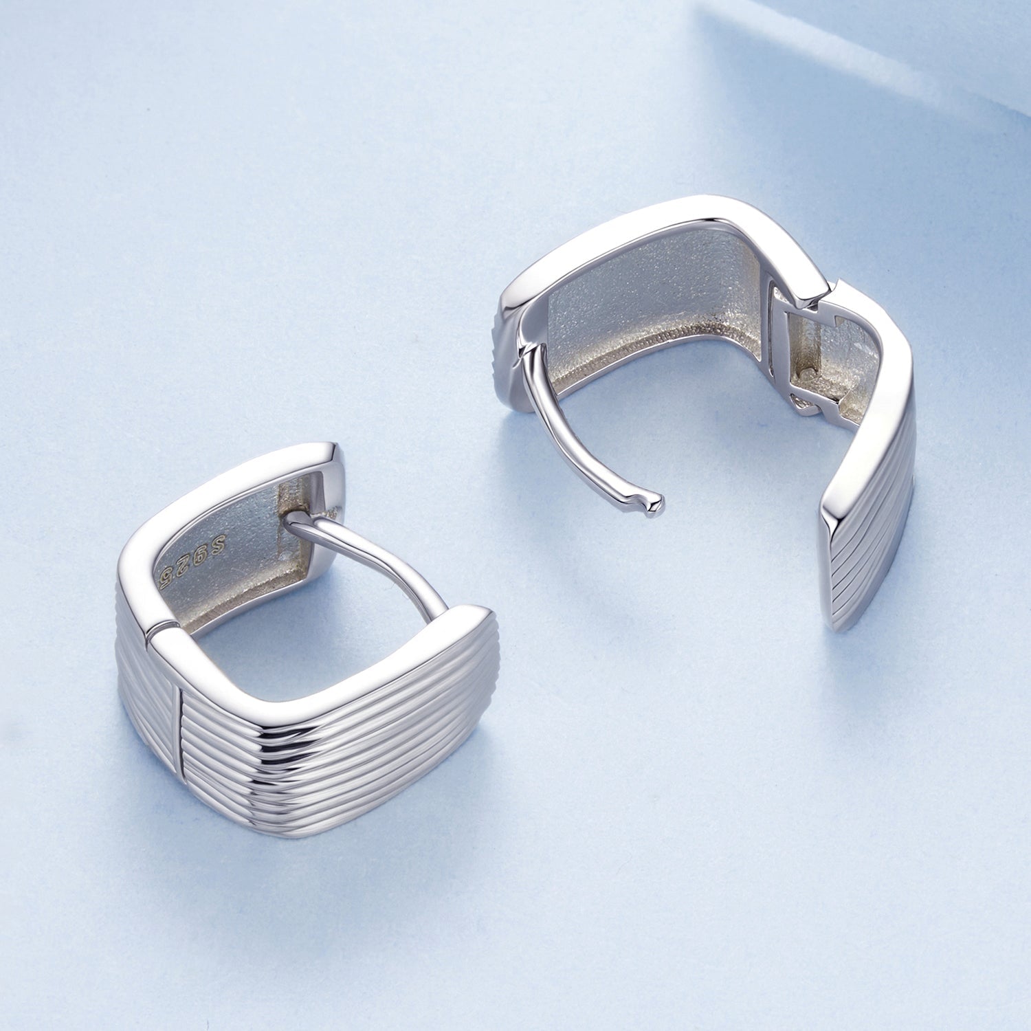 925 Sterling Silver Earrings for Women with White Gold Plating - 1.1cm x 0.7cm