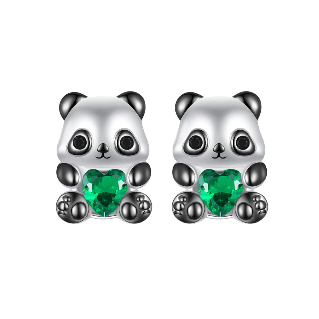 925 Sterling Silver Earrings with Pavé Setting CZ in White and Black Gold