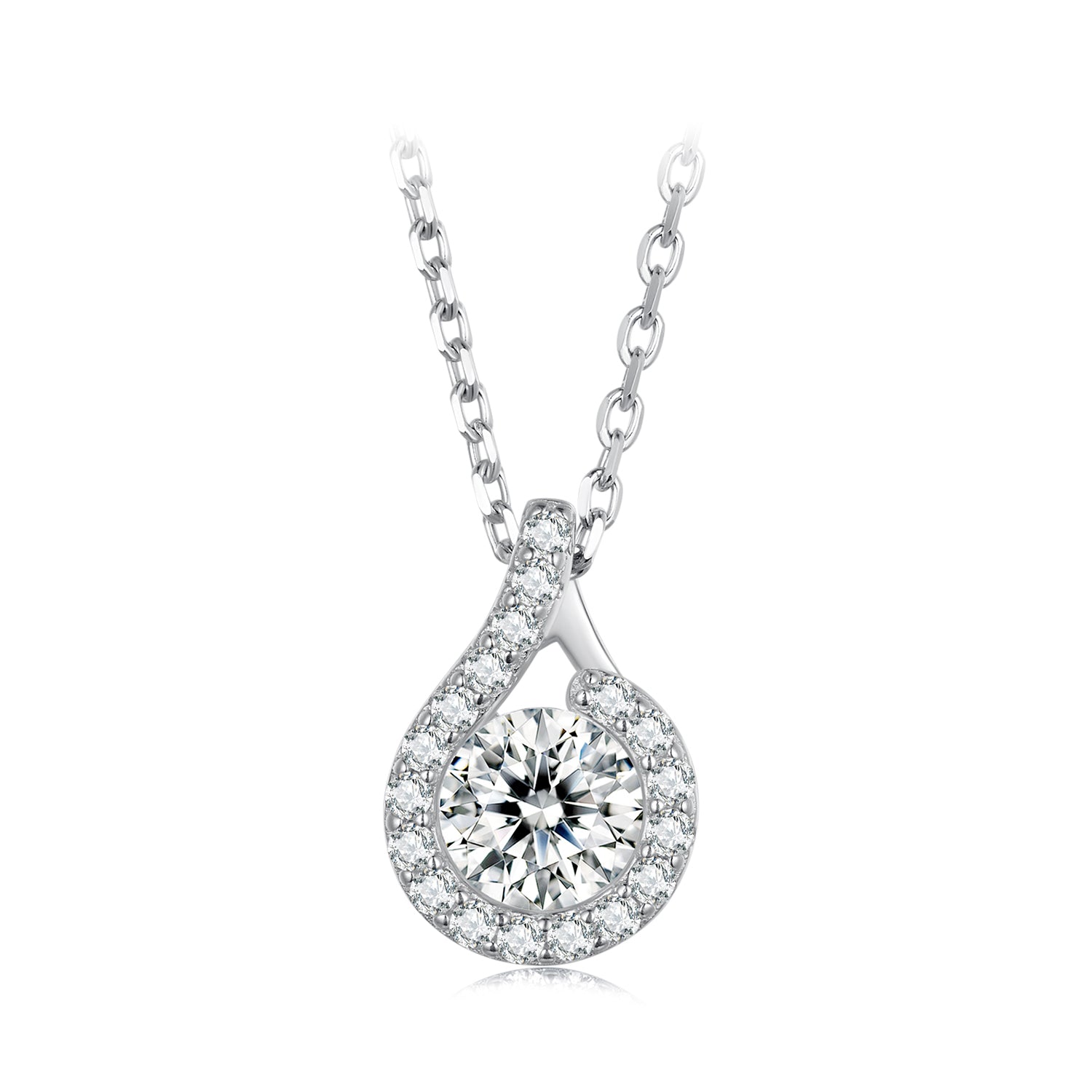 925 Sterling Silver Moissanite Necklace with CZ, 400mm Length, 15x10mm Pendant for Women