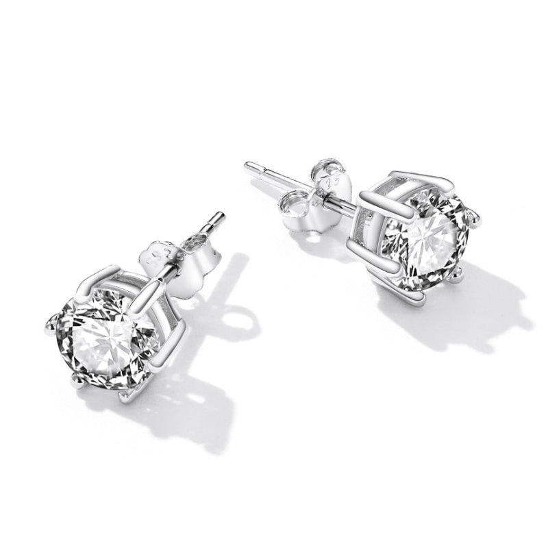 925 Sterling Silver Pavé Set CZ Earrings for Women - 0.5x0.5 cm