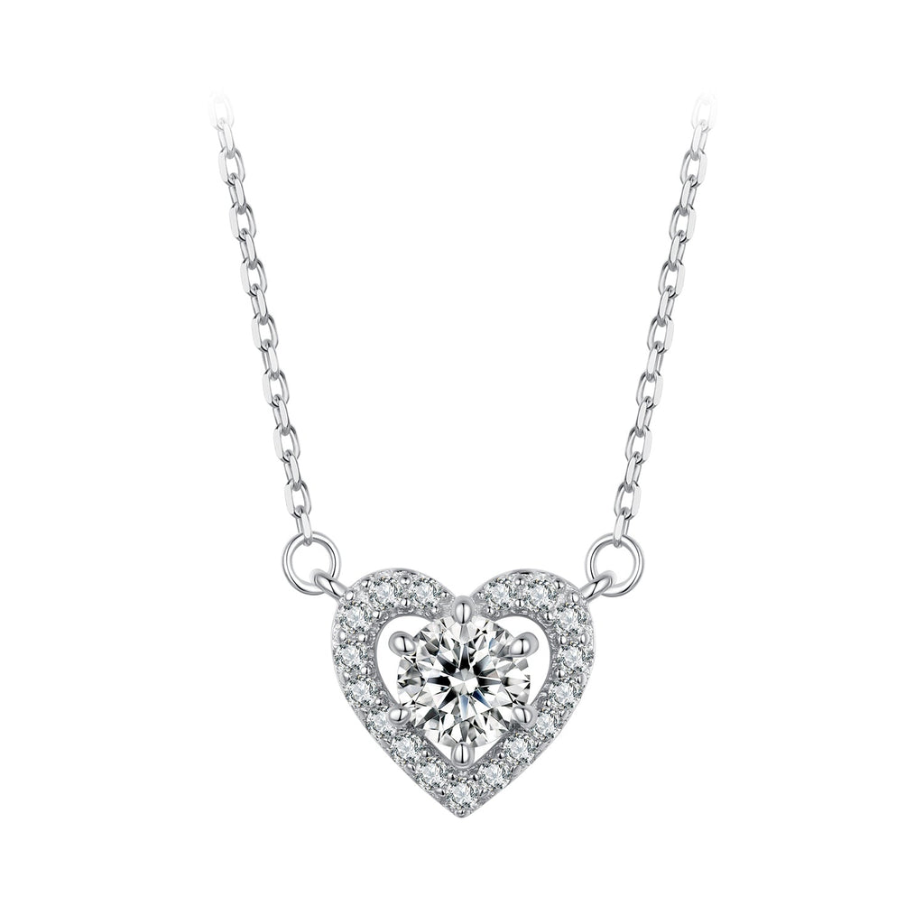 925 Sterling Silver Moissanite 0.5 Carat Necklace with CZ for Women