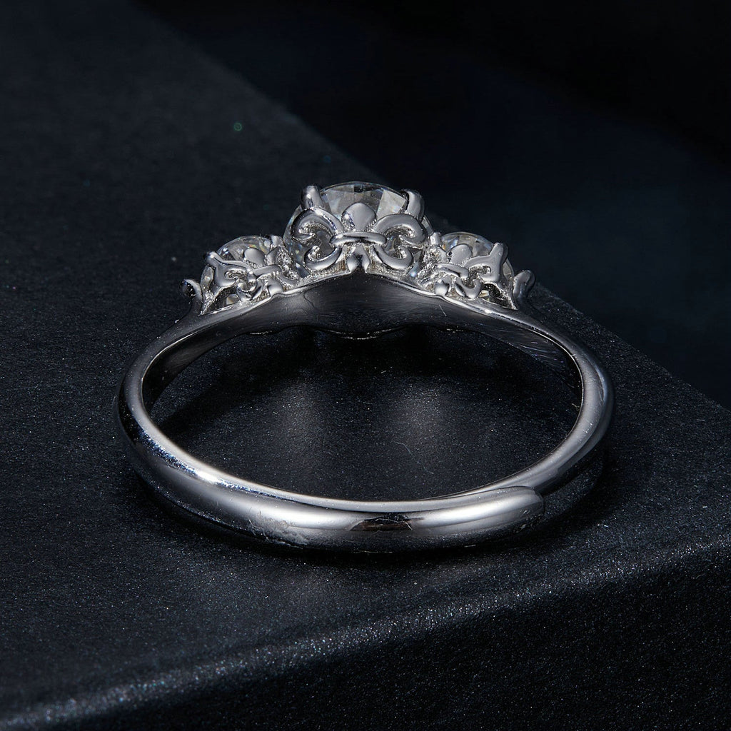 925 Sterling Silver Moissanite 6.5mm 1ct Ring, Size E for Women