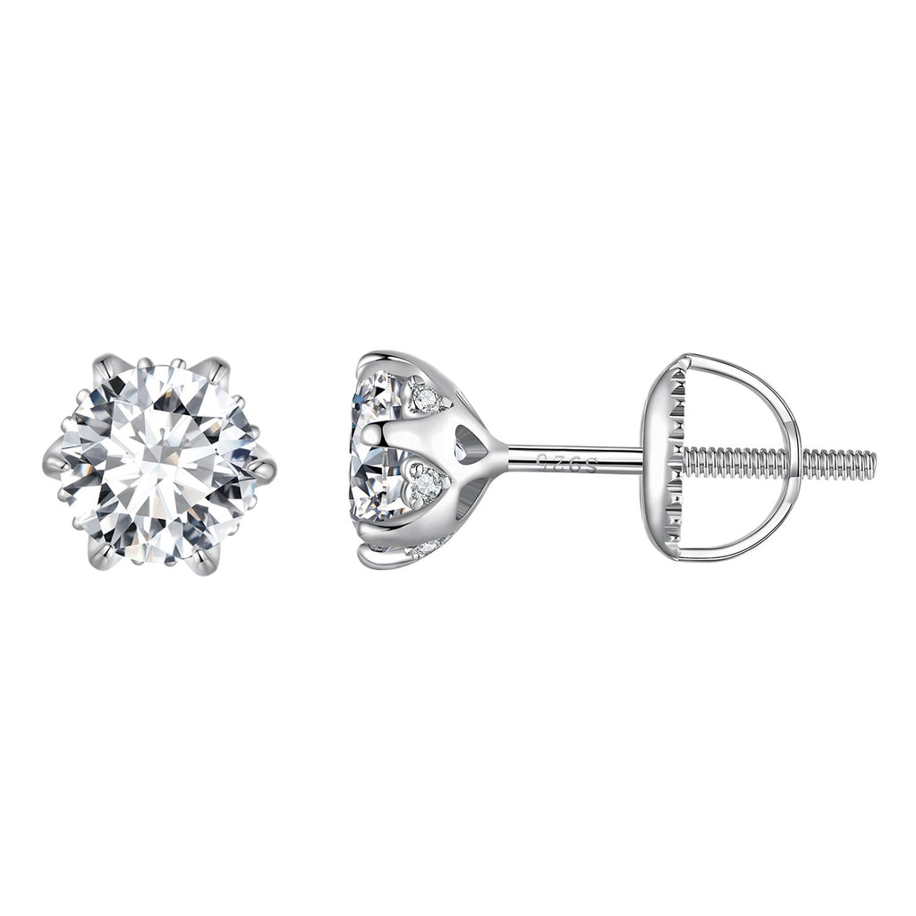 925 Sterling Silver 6.5mm Moissanite Earrings for Women