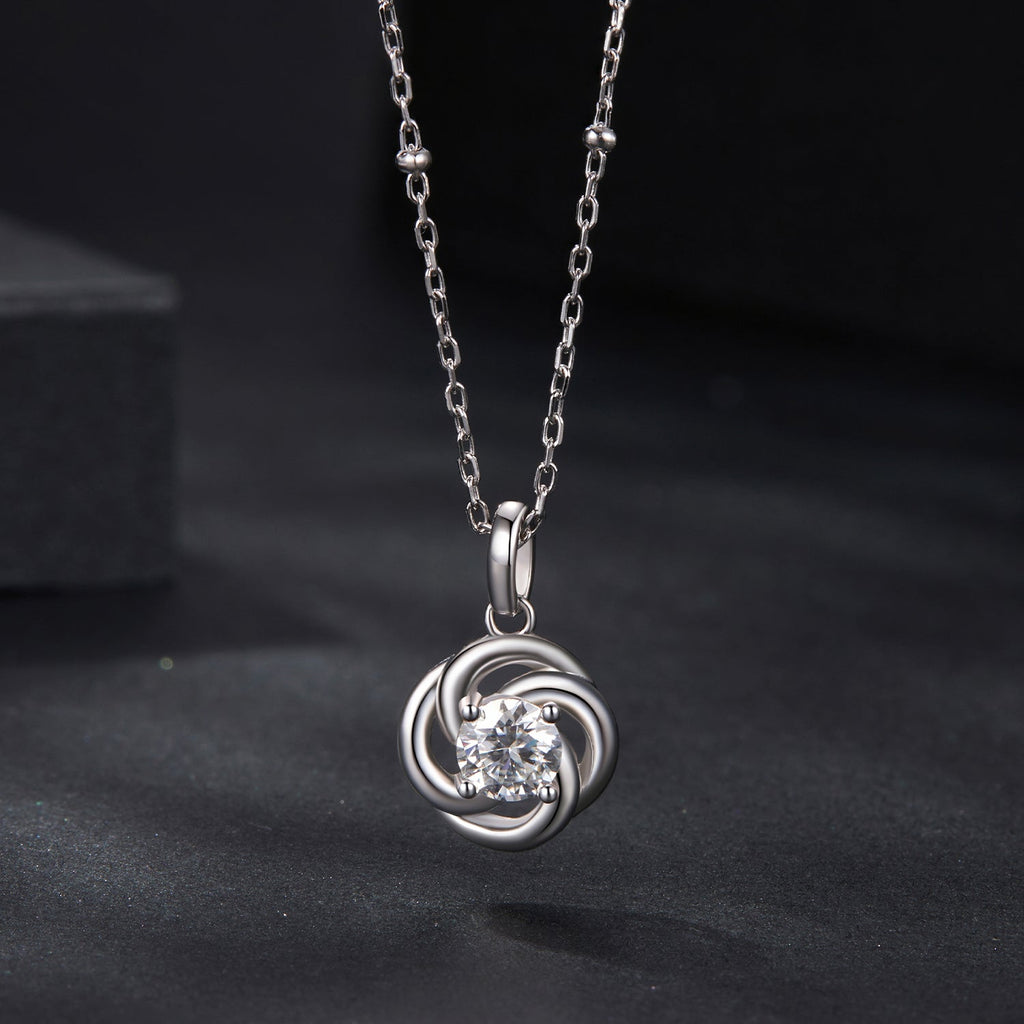 925 Sterling Silver 0.5 Carat Moissanite Necklace with White Gold Plating for Women