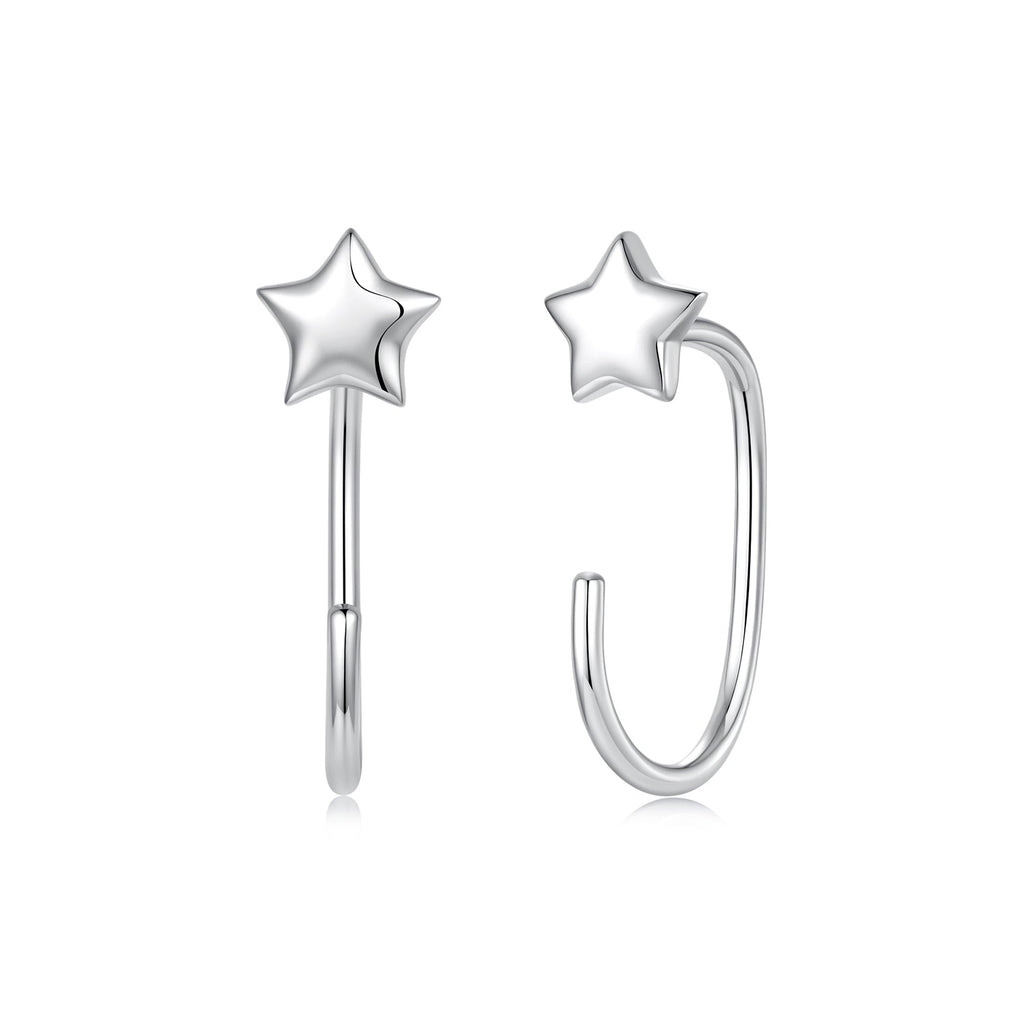 925 Sterling Silver Brass Earrings with White Gold Plating 1.4cm for Women