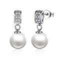 925 Sterling Silver Earrings with Zircon and Pearl for Women