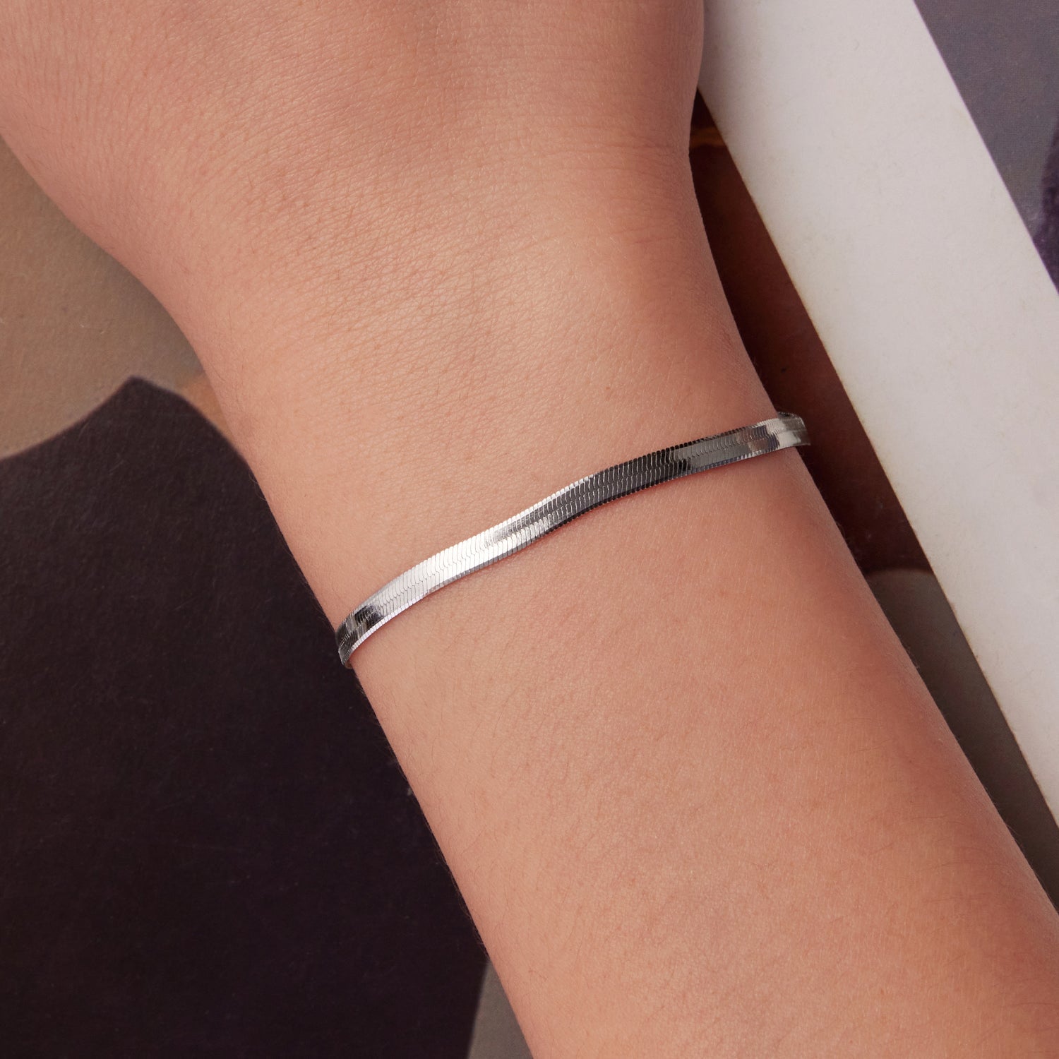 925 Sterling Silver Plated White Gold Bracelet for Unisex