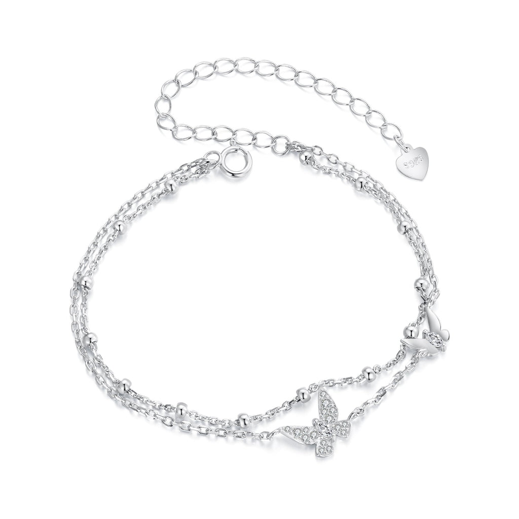 925 Sterling Silver Bracelets with Platinum Plating and CZ Stones - 150+60mm