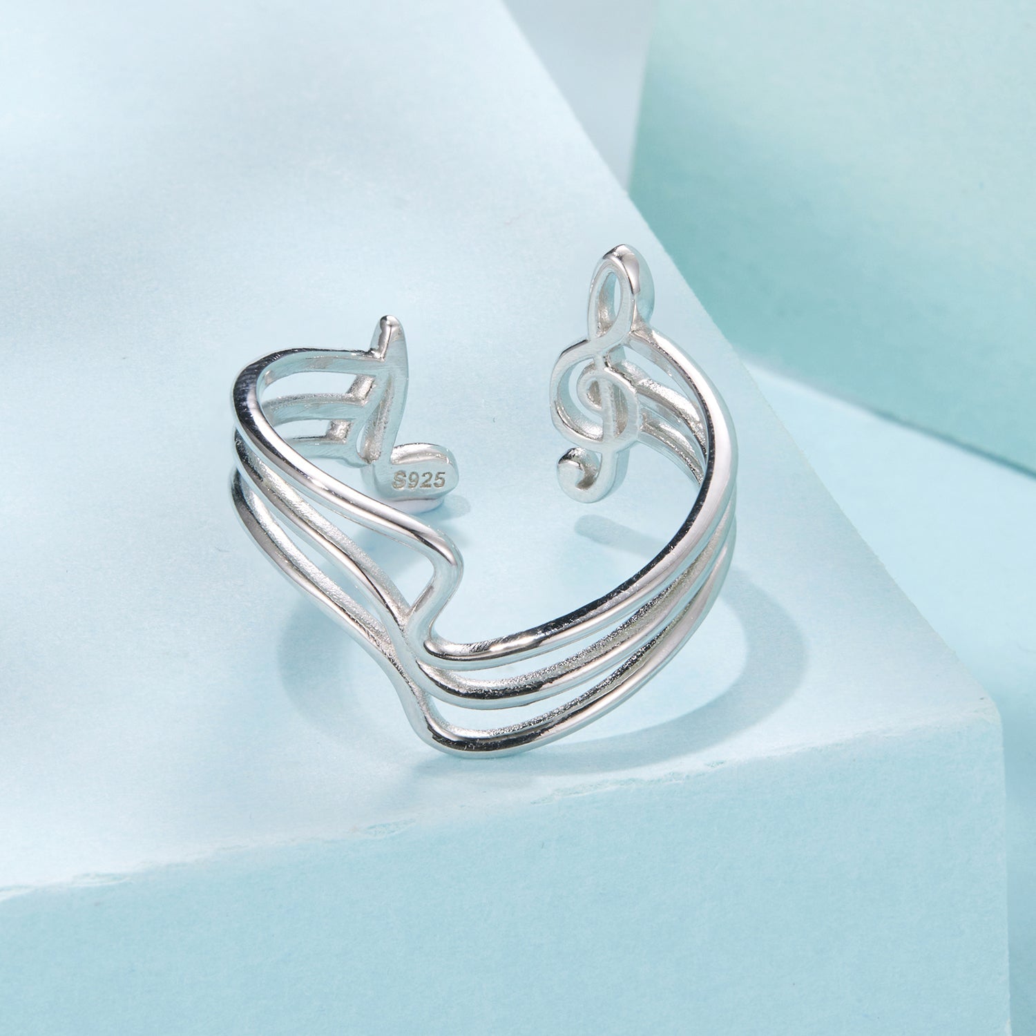 925 Sterling Silver Plated White Gold Adjustable Ring for Women