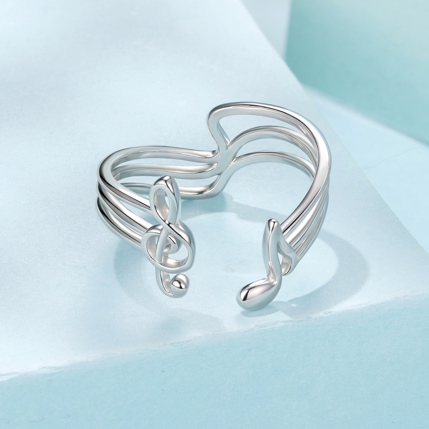 925 Sterling Silver Plated White Gold Adjustable Ring for Women