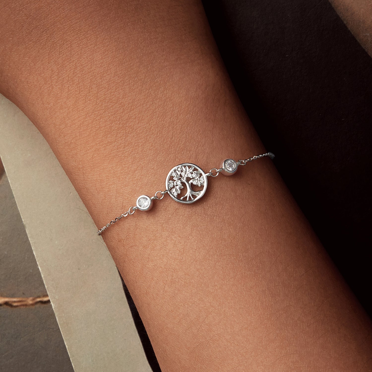 925 Sterling Silver White Gold Plated Bracelet with CZ Pendant