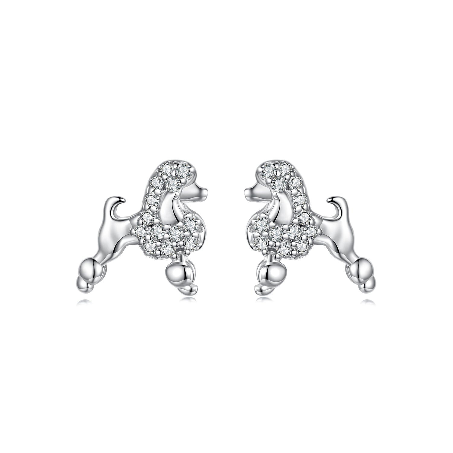 925 Sterling Silver White Gold Plated Pavé CZ Earrings