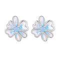 925 Sterling Silver Opal Nanometer Stone Enamel Earrings for Women
